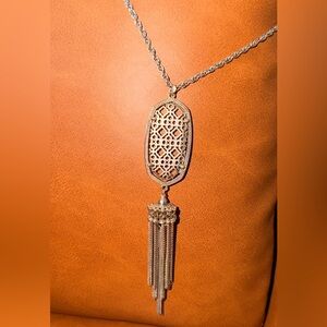 Kendra Scott Rayne Long Pendant in Silver & Filigree